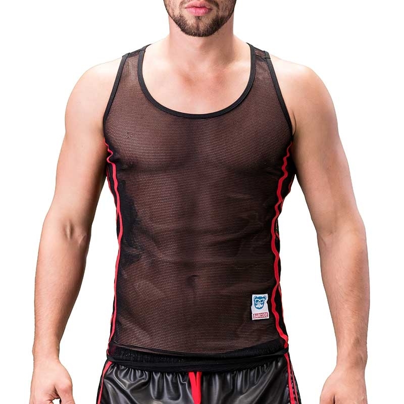 BARCODE Berlin TANK Top fitness COBY mesh 91133 bodystyle black red