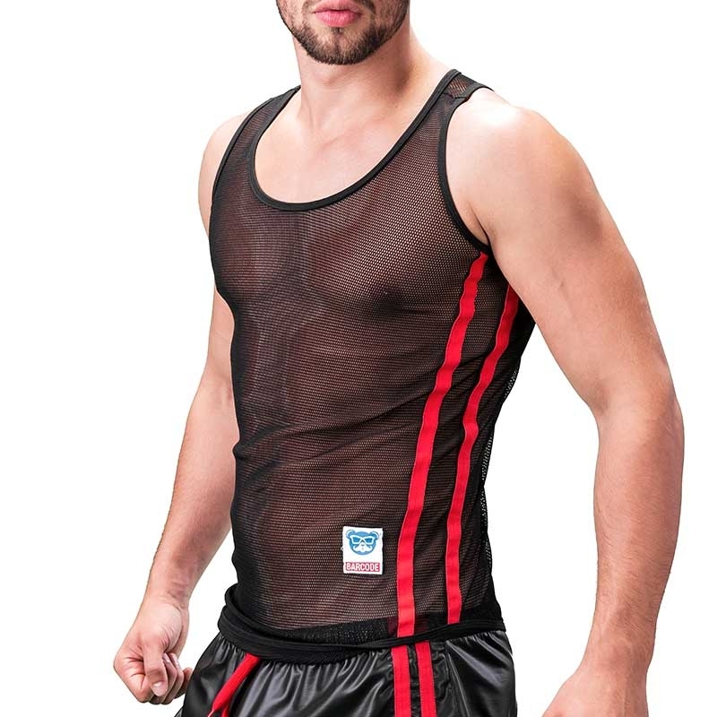 BARCODE Berlin TANK Top fitness COBY mesh 91133 bodystyle black red