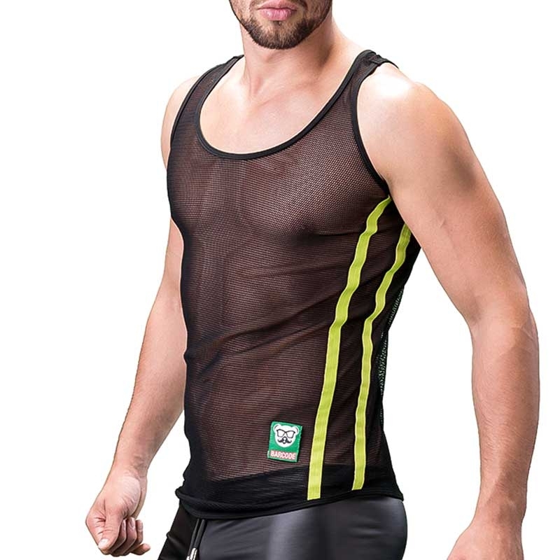 BARCODE Berlin TANK Top fitness COBY mesh 91133 bodystyle black neon green