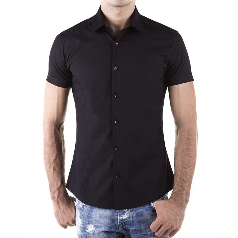 100%Latex Rubber Dunkelblau Kurzarmhemd T-shirt Short sleeve Schaltflächen S-XXL 
