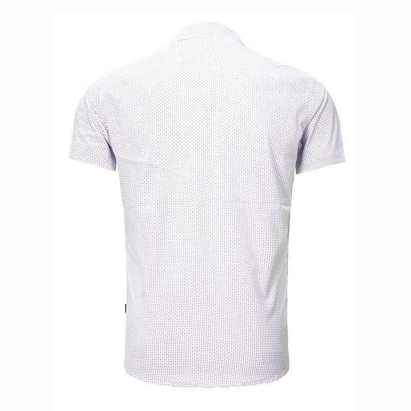 White / patterned men's shirt short-sleeved in modern design for smart guys