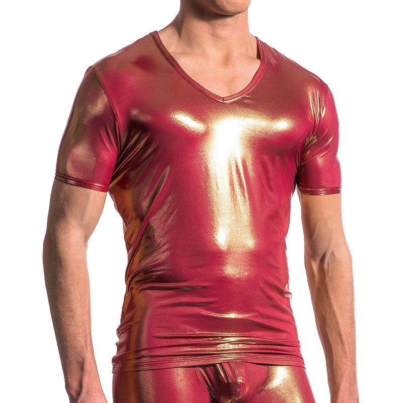 MANSTORE T-SHIRT M606 with gold glitter coating