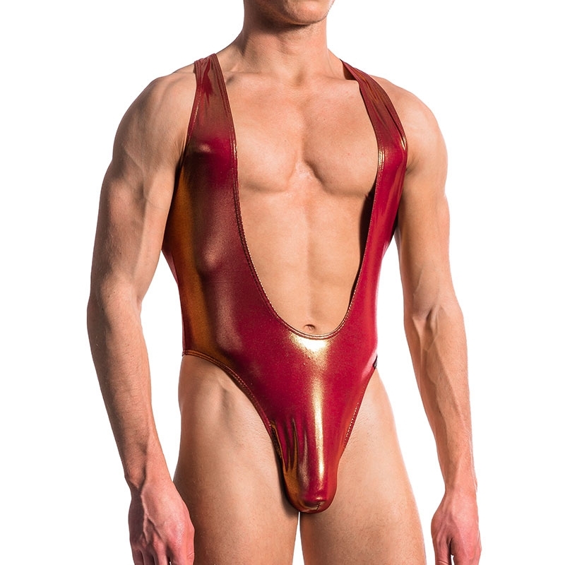 MANSTORE wet BODY String M606 with gold glitter in red