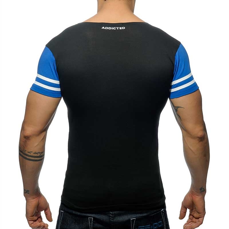 ADDICTED T-SHIRT regular V-NECK H8T Jersey Strong AD-389 Mainstream black-blue