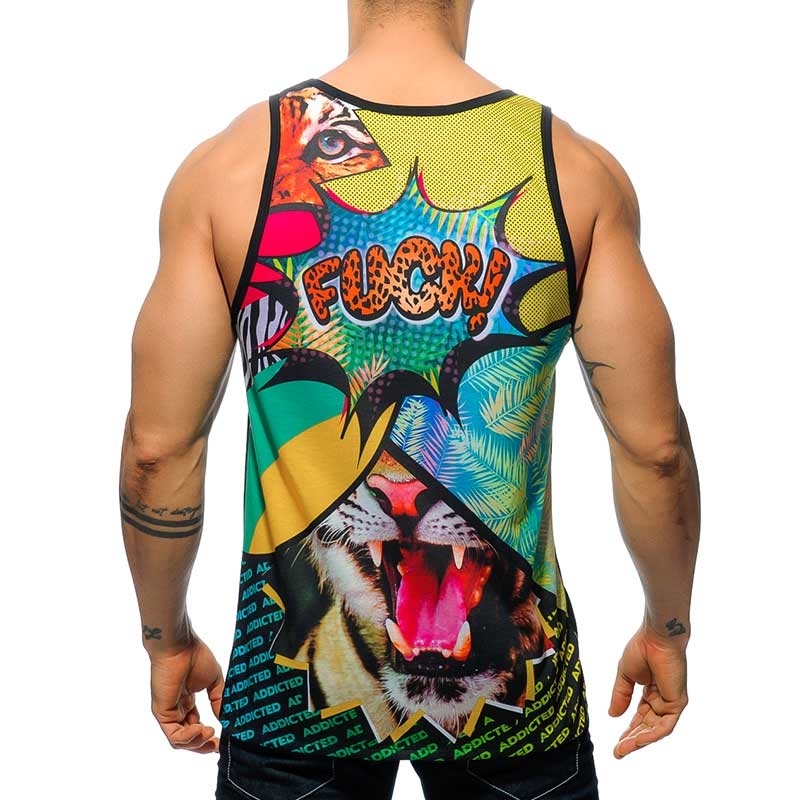 ADDICTED TANK TOP sexy PARTY TIGER Fuck AD-412 Cartoon multi colored