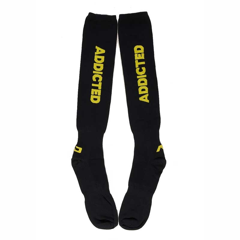 ADDICTED FOOTBALL SOCKS comfort COLOR CODE Hanky Piss AD-381 Fetish Wear black-yellow