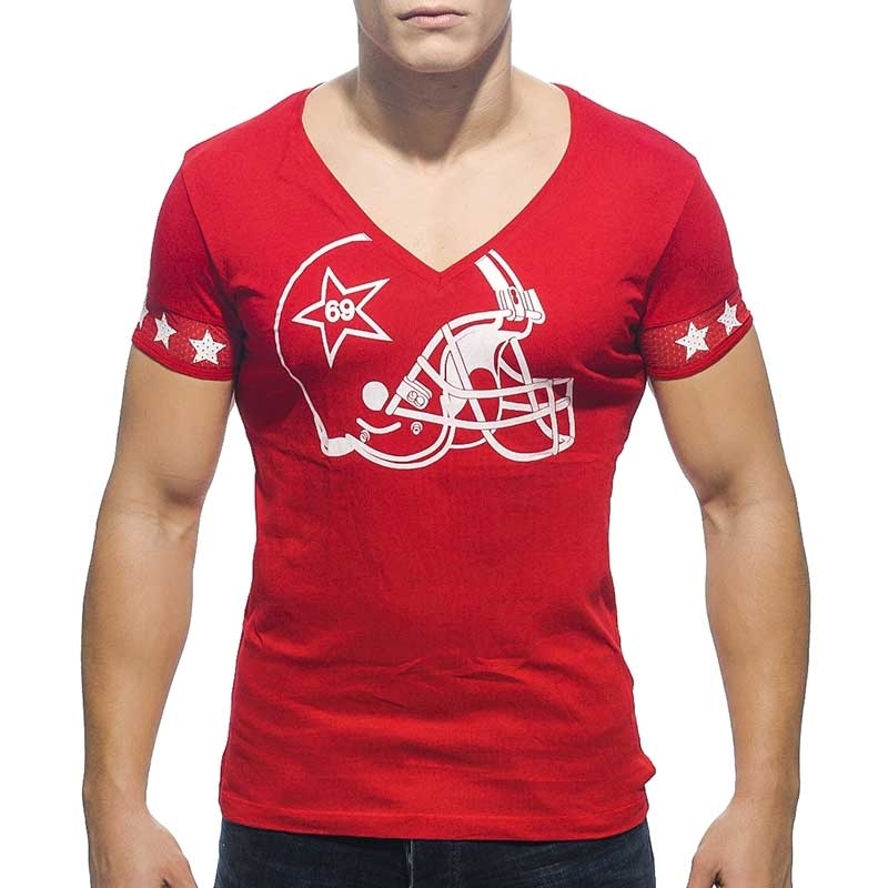 ADDICTED T-SHIRT regular V-NECK HELM Football AD-300 Streetwear red