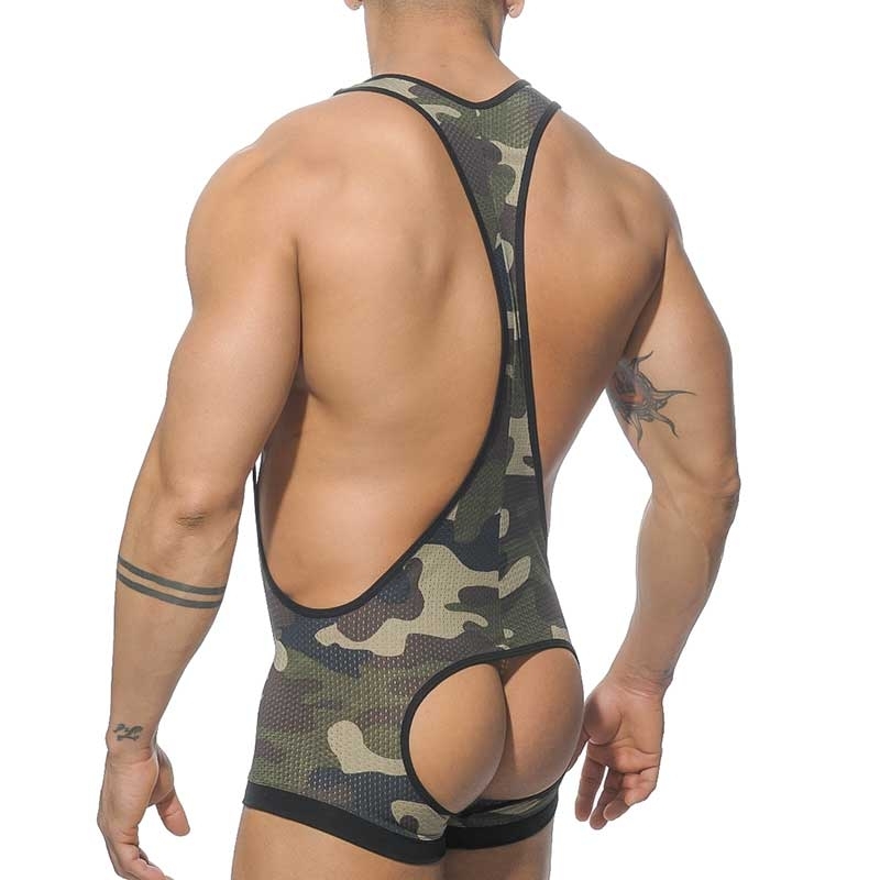 ADDICTED BODY sexy Army SINGLET CHAD Mesh Backless AD-206 Fetish Wear camouflage-black