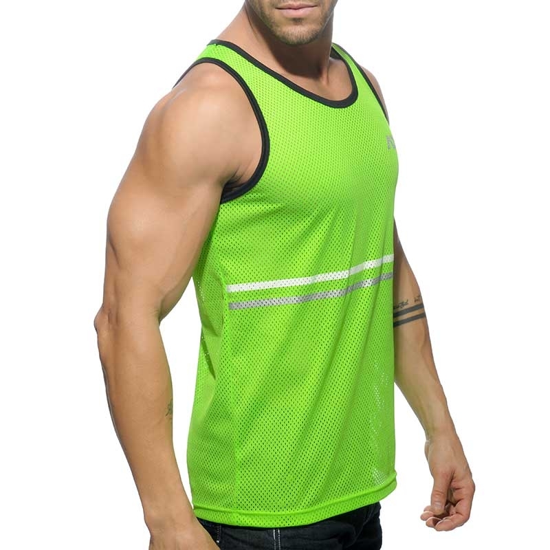 ADDICTED neon green mesh basketball tank top the Mens active sports wear