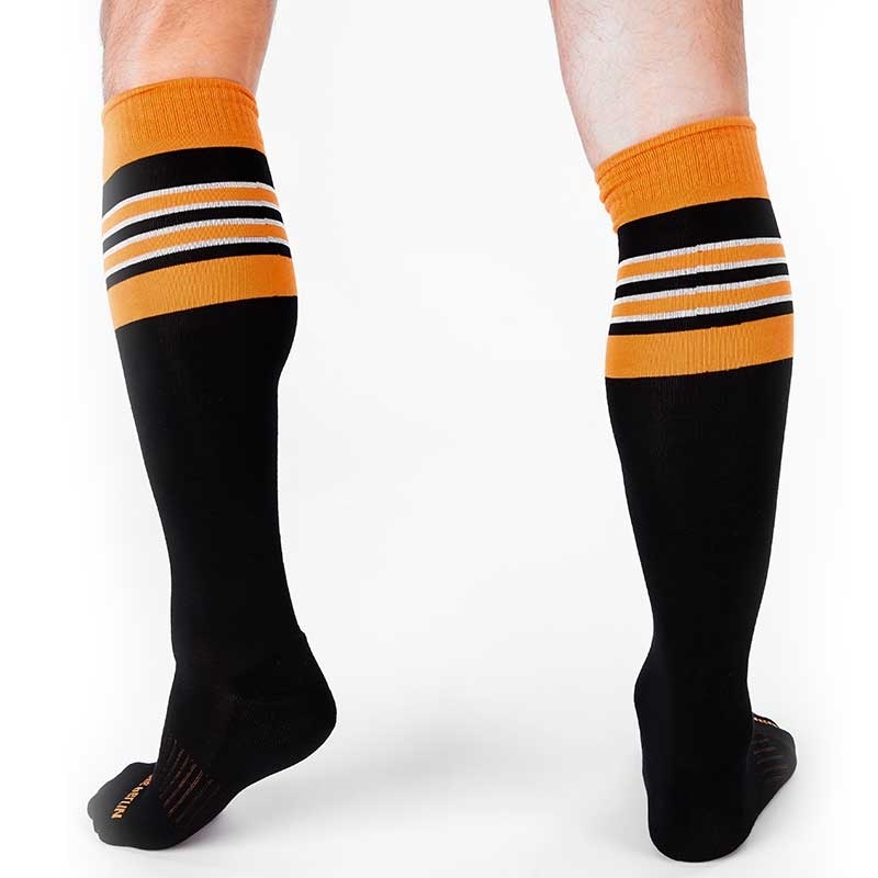 BARCODE Berlin KNEE SOCKS football socks ATTACK 91143 rugby game black orange