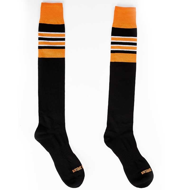 BARCODE Berlin KNEE SOCKS football socks ATTACK 91143 rugby game black orange