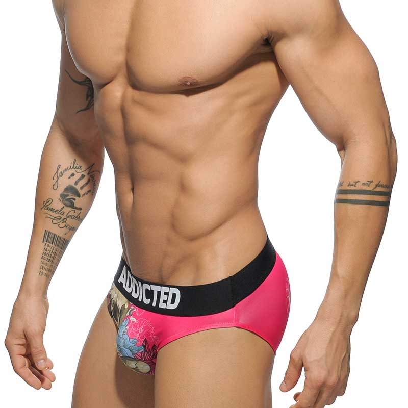 ADDICTED BRIEF comfort SKULL TATTOO Electro Party AD-481 Streetwear pink