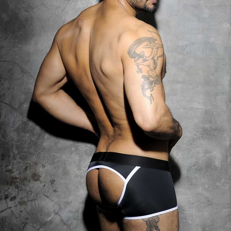 ADDICTED PANT hot BACKLESS BOXER Club ADF12 Fetisch Wear white-black