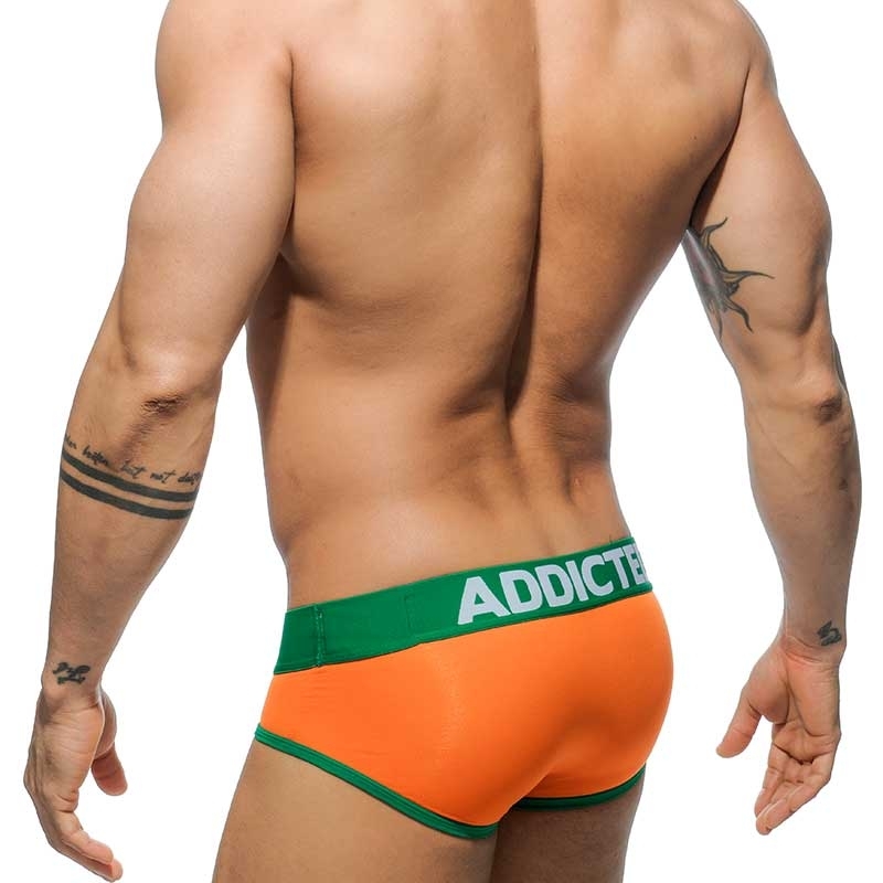 Addicted Neon Shiny Brief AD987 Neon Orange Mens Underwear