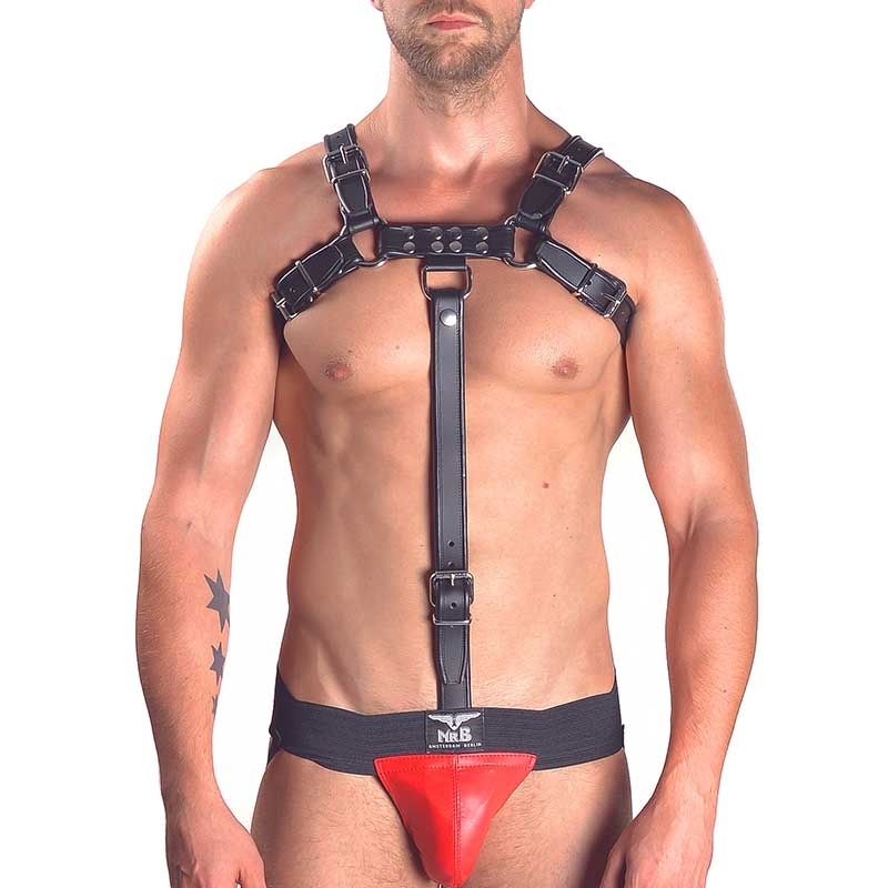 MISTER B LEATHER HARNESS hot COCKRING SVEN Hanky Code Piping MBL-600508 Fetish Club black-black