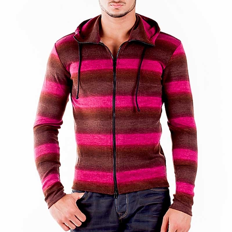 WAGNER Berlin 184019 CARDIGAN Striped slim Summer SWEATER Style Streetwear pink-brown