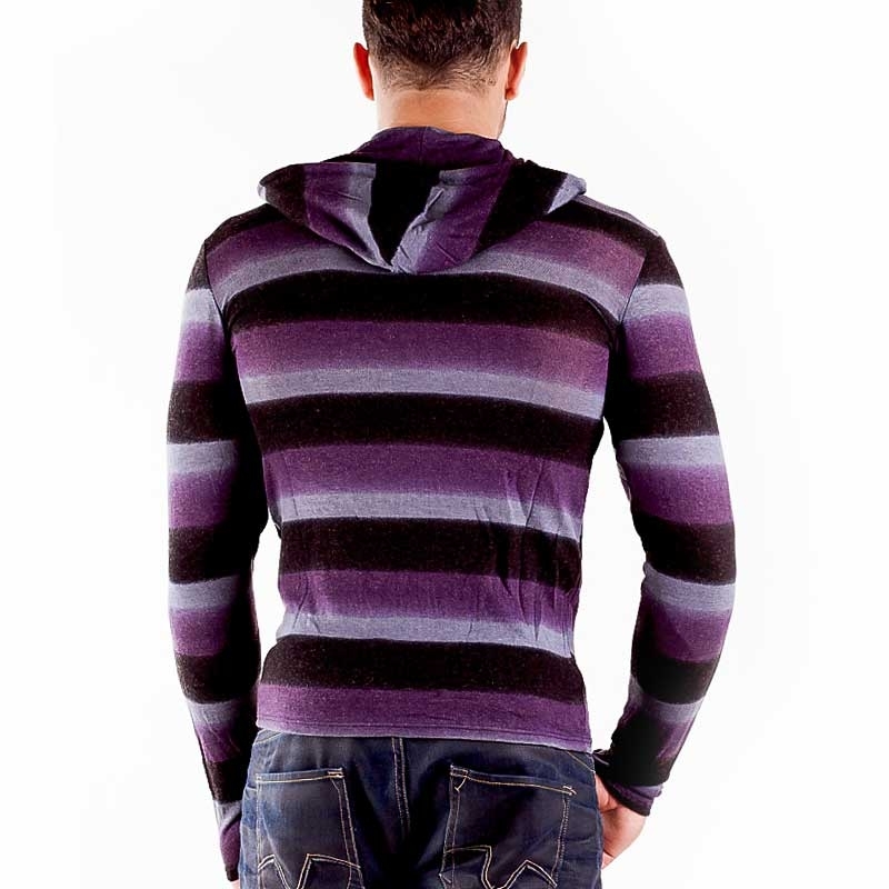 WAGNER Berlin 184058 CARDIGAN Striped slim Summer SWEATER Style Streetwear black-purple