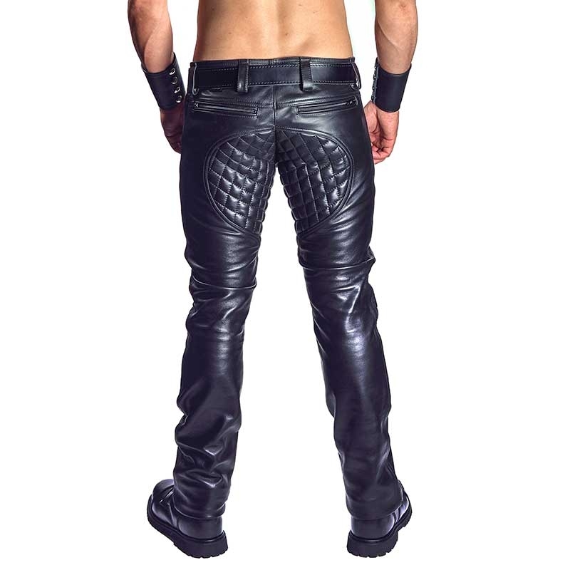 MISTER B LEATHER PANTS 11150 with quilted pattern