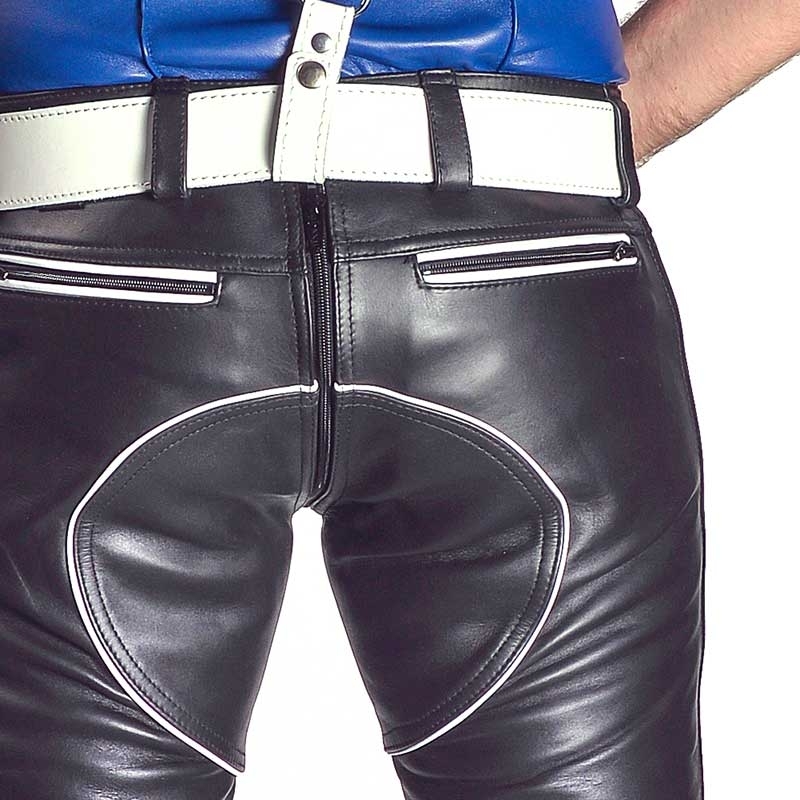 MISTER B LEATHER PANTS 11120 with color contrast piping