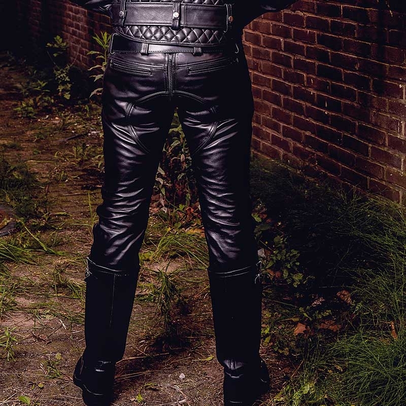 MISTER B LEATHER PANTS 11130 with classic jeans cut