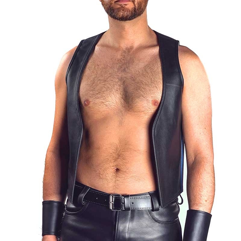 MISTER B LEATHER VEST 13071 with classic muscle cut