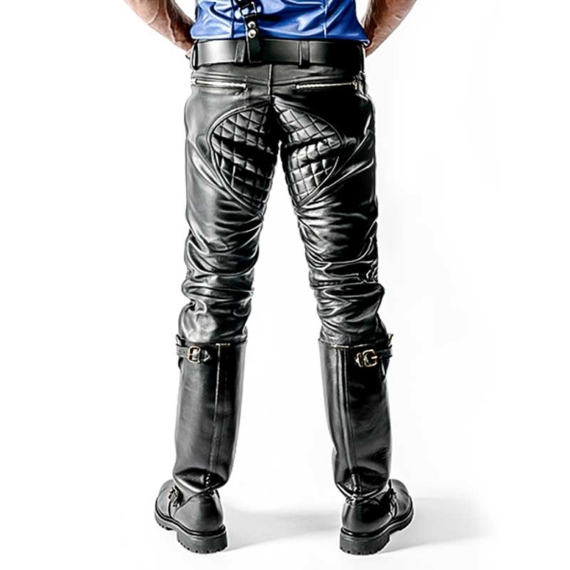 MISTER B LEATHER PANTS 11160 with quilted pattern