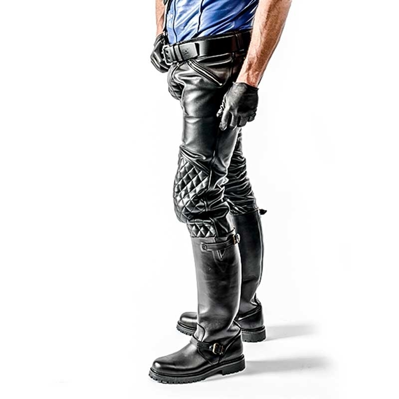MISTER B LEATHER PANTS 11160 with quilted pattern
