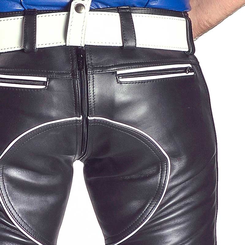 MISTER B LEATHER PANTS 11180 with color contrast piping