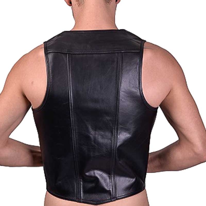 MISTER B LEATHER VEST 13080 with athletic cut