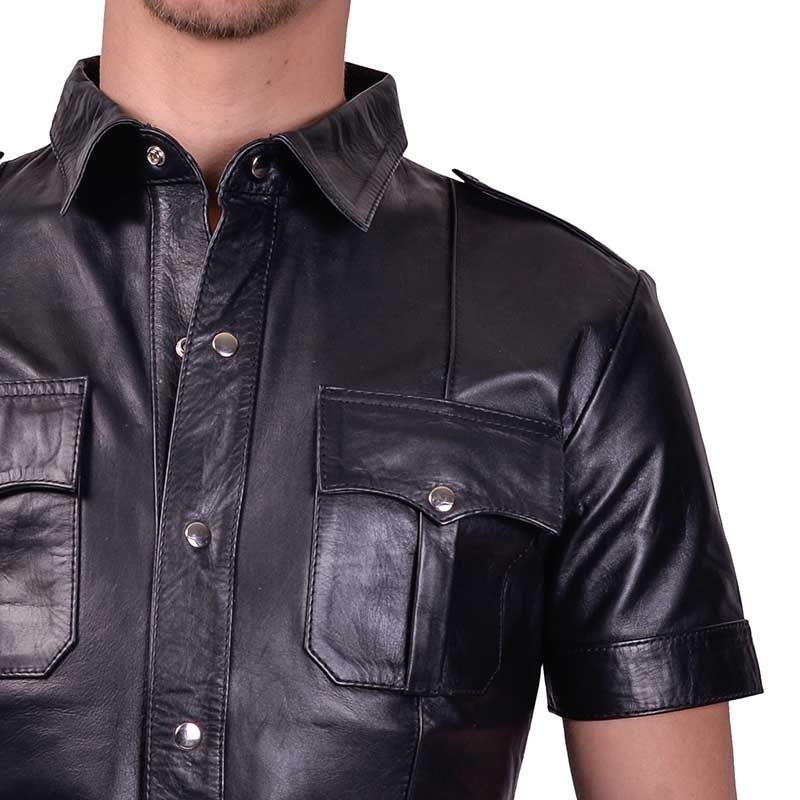 MISTER B LEATHER SHIRT 16160 classic police cut