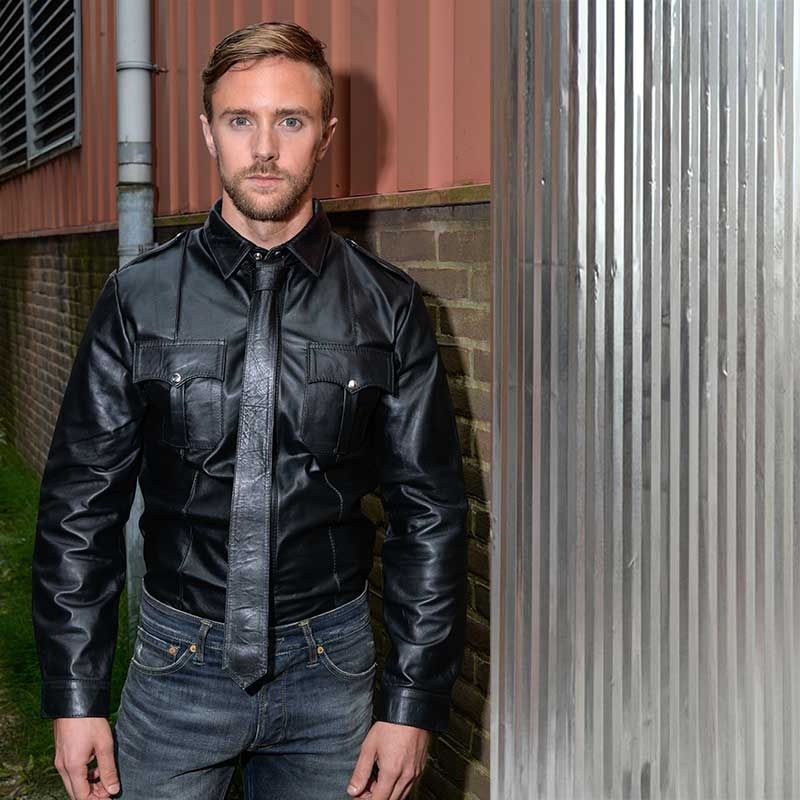 MISTER B LEATHER SHIRT 16170 classic police cut
