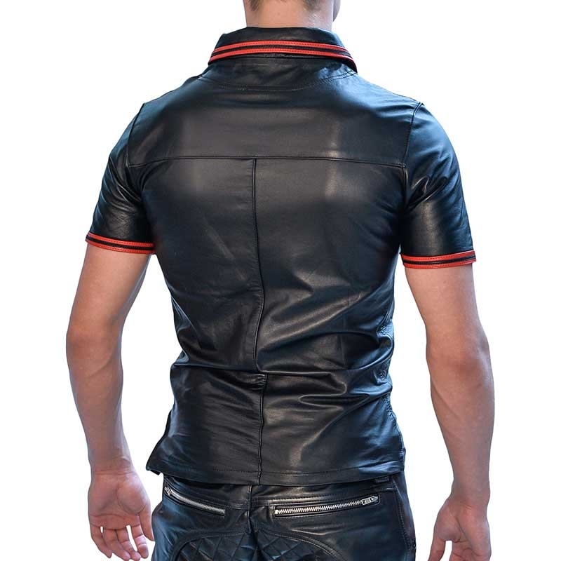 MISTER B LEATHER SHIRT 16123 with polo cut