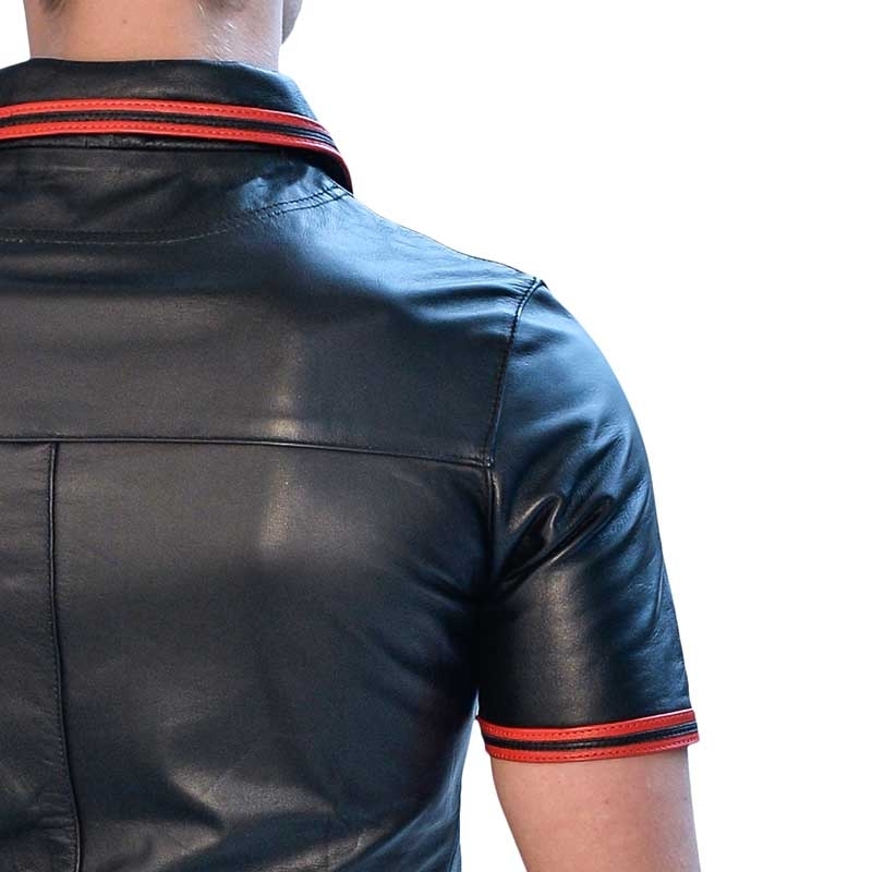 MISTER B LEATHER SHIRT 16123 with polo cut