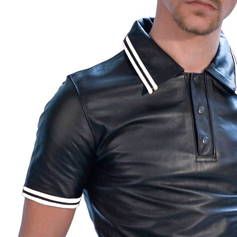 MISTER B LEATHER SHIRT 16124 with polo cut