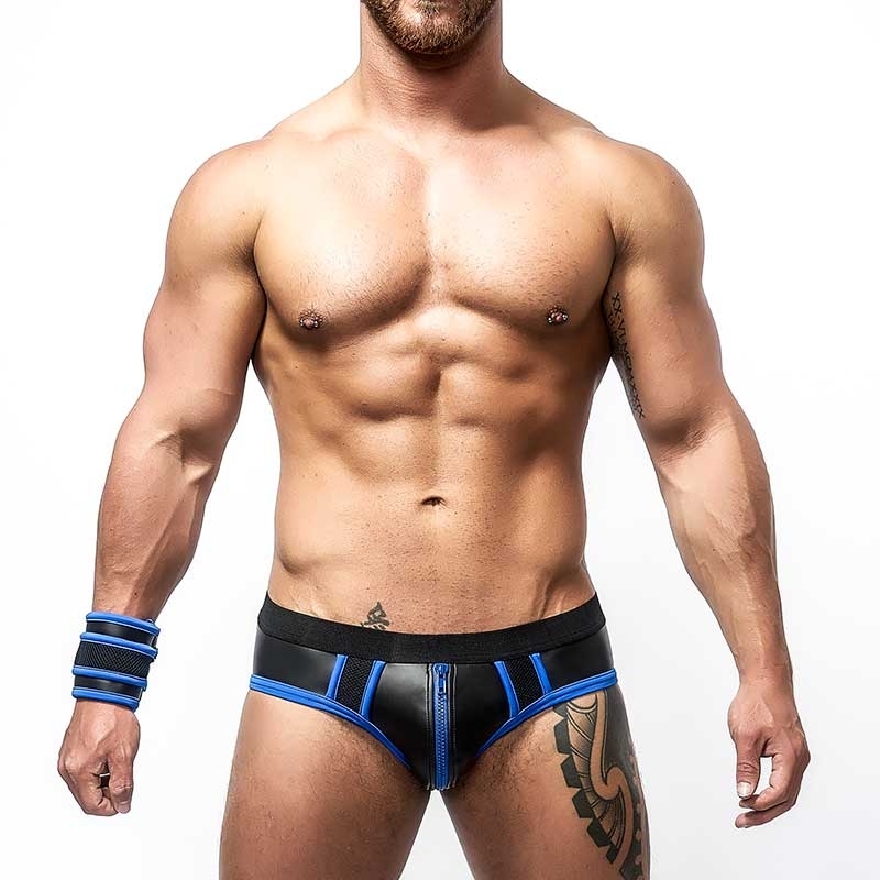 MISTER B NEOPRENE backless BRIEF 340110 with color contrast piping