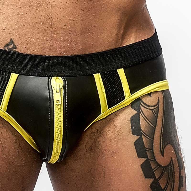 MISTER B NEOPRENE backless BRIEF 340120 with color contrast piping