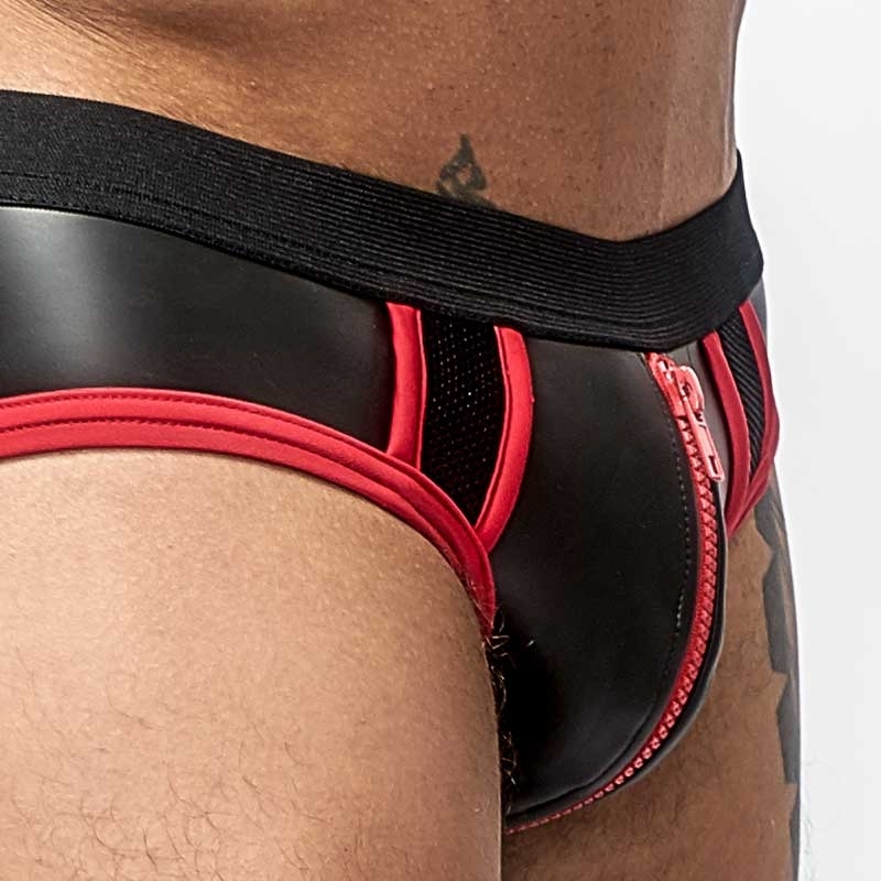 MISTER B NEOPRENE backless BRIEF 340130 with color contrast piping