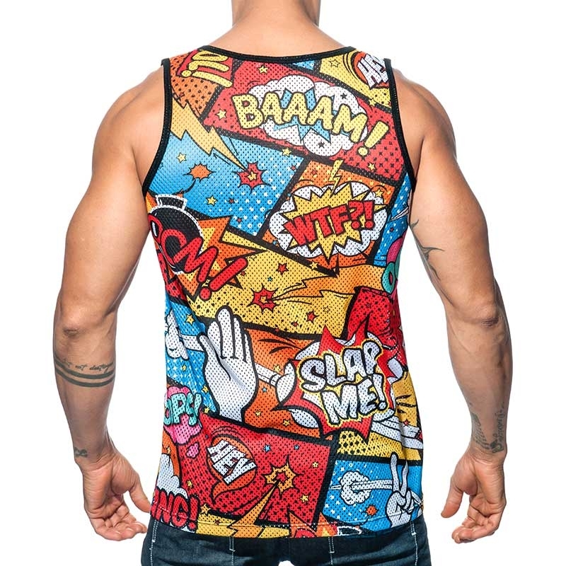 ADDICTED TANK TOP boom bang AD602 mesh with comic fight pressure