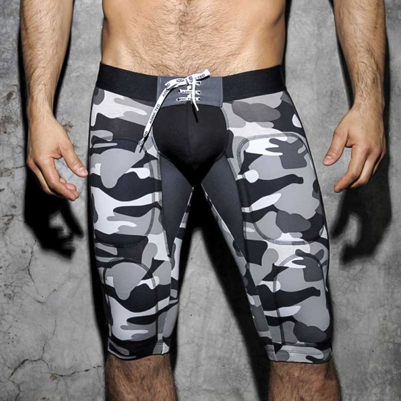 ADDICTED KNEE PANTS tie up AD236-adf backless army camo in black