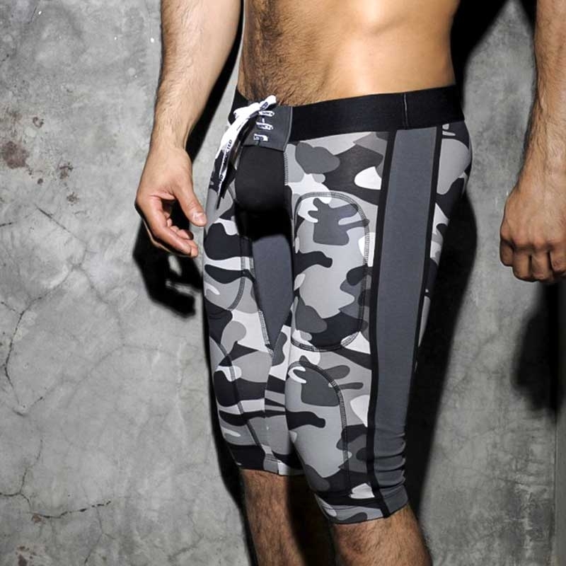 ADDICTED KNEE PANTS tie up AD236-adf backless army camo in black