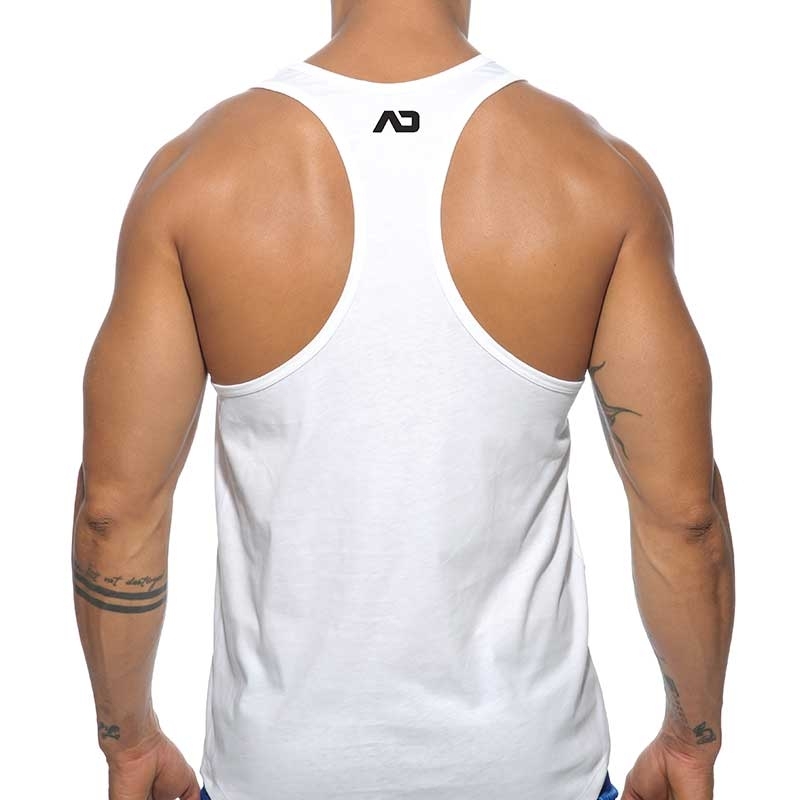 ADDICTED TANK TOP contrast AD493 fit line string Steg in white