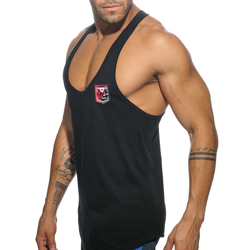 ADDICTED TANK TOP contrast AD493 fit line string Steg in black