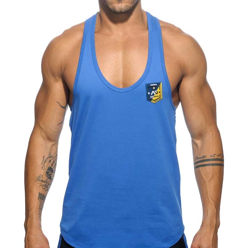 ADDICTED TANK TOP contrast AD493 fit line string Steg in blue