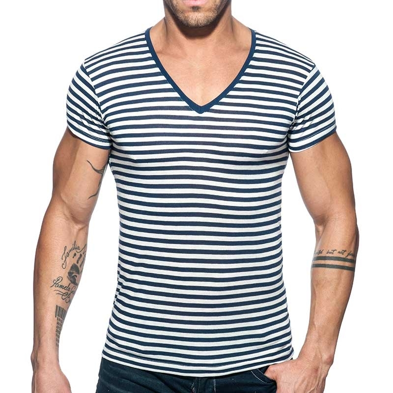 ADDICTED T-SHIRT sailor AD587 striped in navy blue look