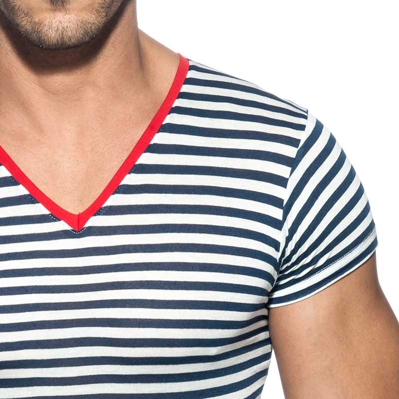 ADDICTED T-SHIRT sailor AD587 striped in navy look mit red-Neck