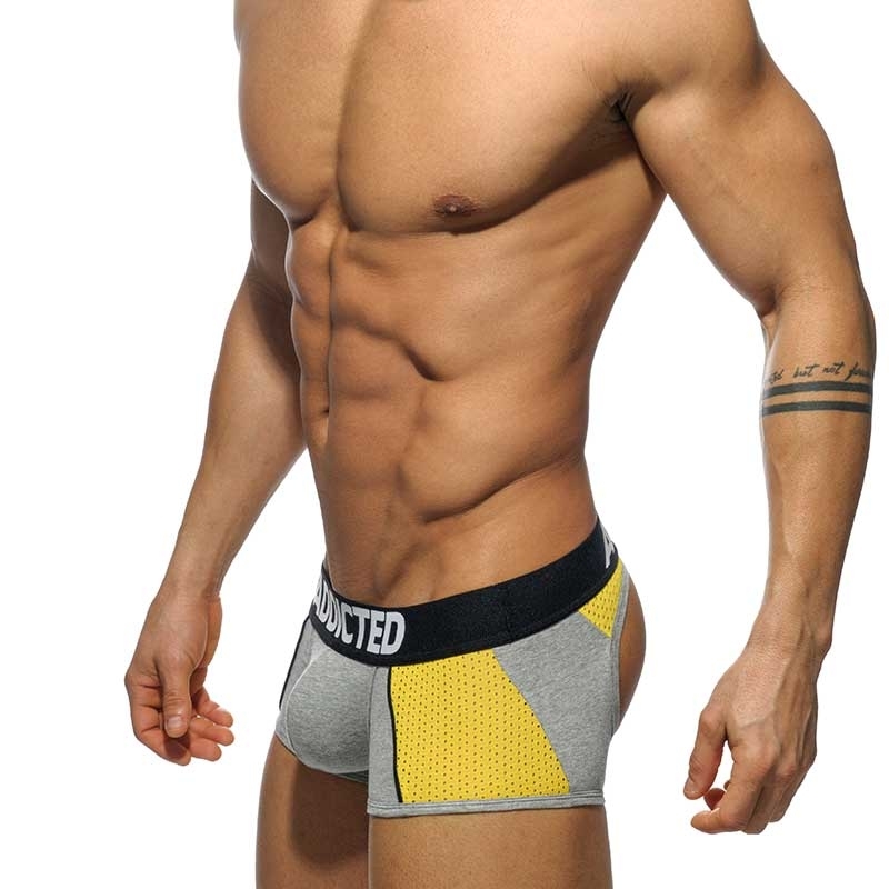 ADDICTED backless BOXER piping contrast AD407 with yellow mesh strap