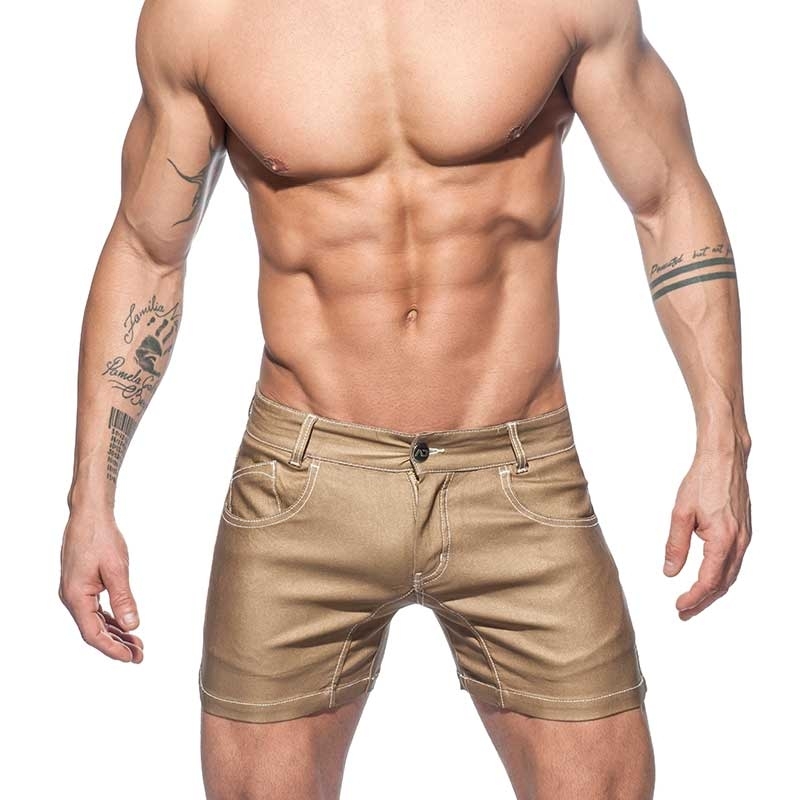 ADDICTED SHORTS Metal Look AD642 Gold-Bronze Shiny Jeans