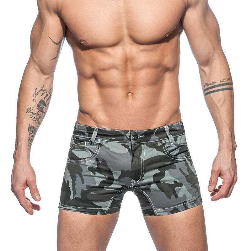 ADDICTED SHORTS twill short AD641 camouflage grey jeans pants
