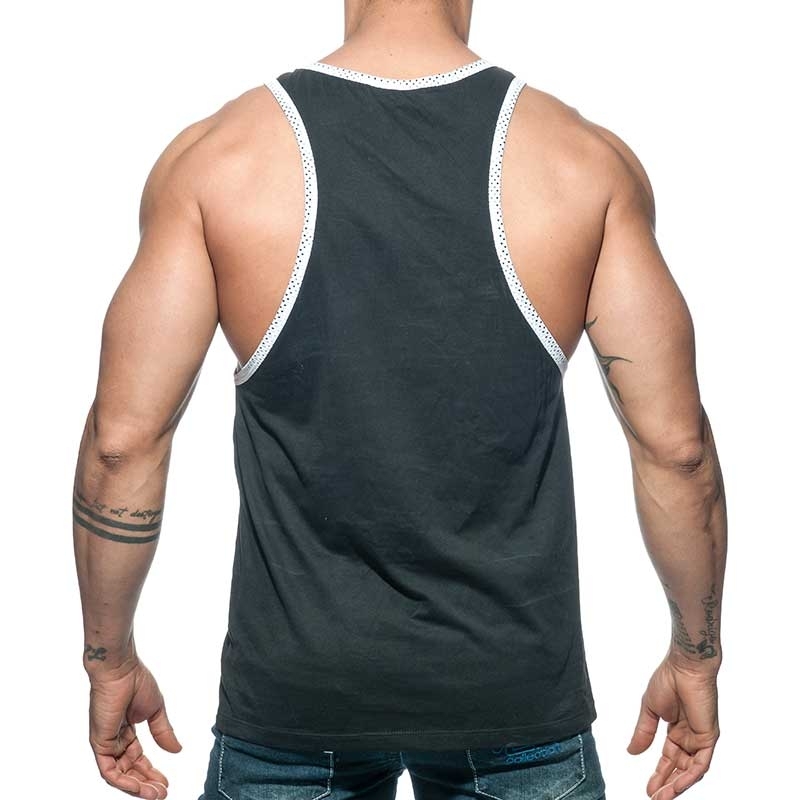 ADDICTED TANK TOP gym ASAP sprint AD663 black with low cut