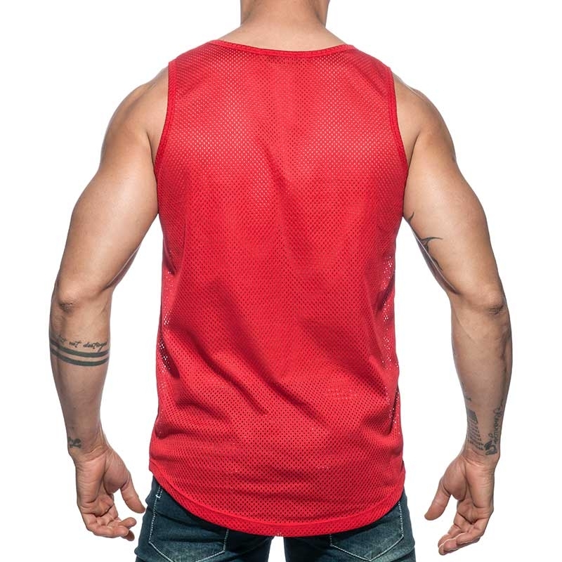 ADDICTED TANK TOP mesh double stripe AD671 red long shirt